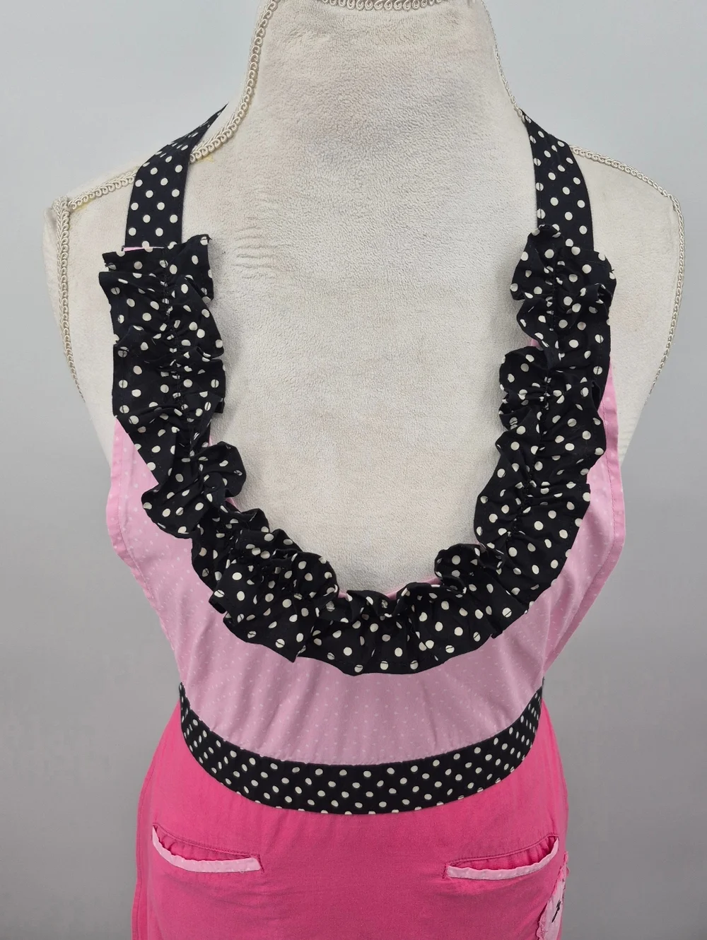Sur La Table Apron One Size Pink Black Paris Eiffel Tower Polka Dot Retro